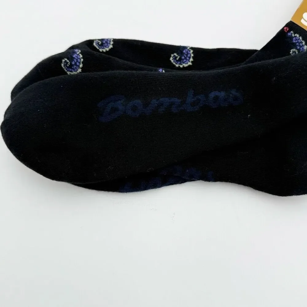 Bombas Men’s Calf Crew Black Dress Socks with Chameleon Colorful Print - 2 Pair